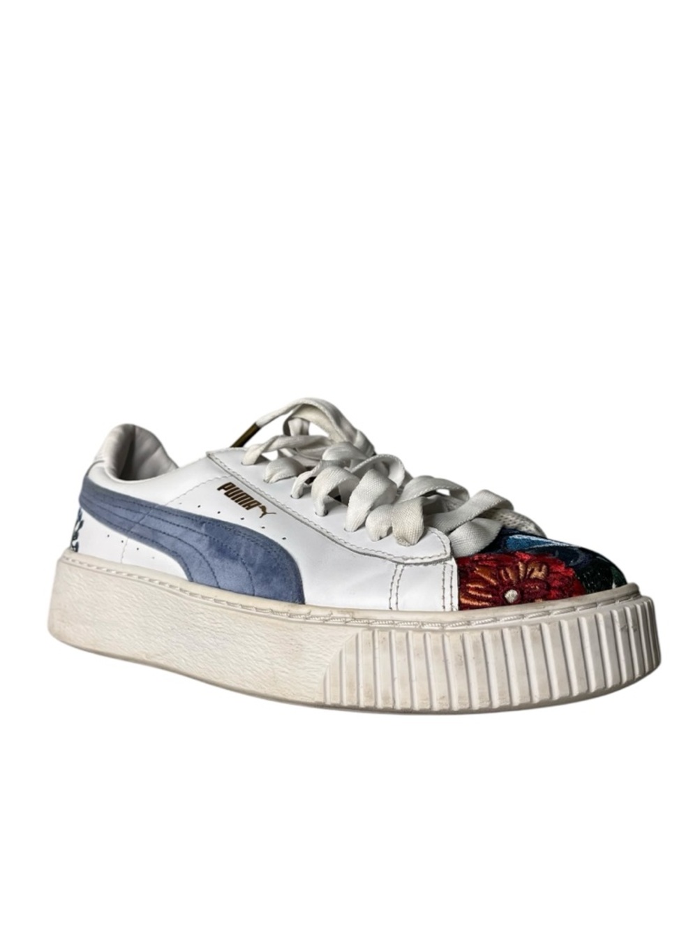 PUMA Women White Multi Platform Hyper Embroidered Trainers Sneakers 7.5